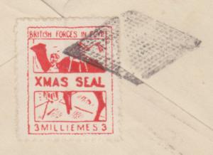 Egypt Red Crowned Circle Postage Prepaid Postmark on 1935 Envelope w/ X-Mas Seal