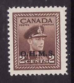 Canada-Sc#O2- id149-unused NH 2c KGVI-overprinted OHMS-1949-50-
