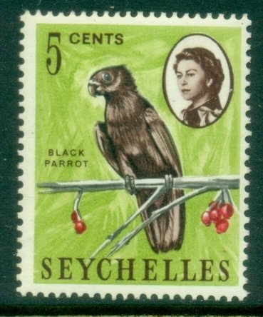 Seychelles 1962-69 QEII Pictorial 5c Black Parrot MLH