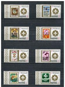 MANAMA 8 SETS SCOUTS JAMBOREE BADEN POWELL STAMPS ON STAMPS