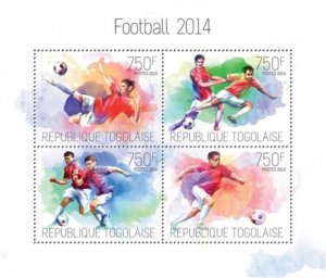 Togo - 2014 Football 2014 on Stamps - 4 Stamp Sheet - 20H-900