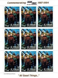 St. Vincent 1994 - SC# 2117 Star Trek, Next Gen Stamps - Set of Sheets, 2V - MNH