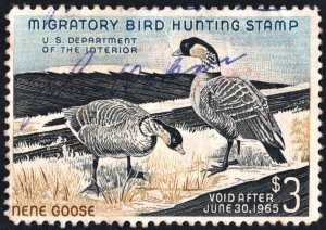 RW31 $3.00 Hawaiian Nene Geese Duck Stamp (1964) Signed