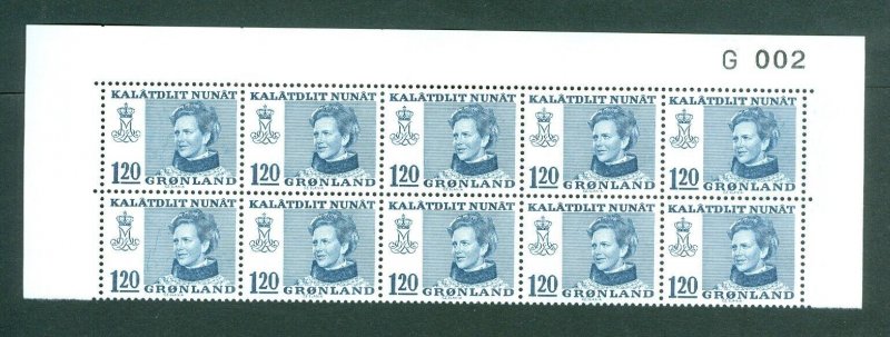 Greenland.1 Mnh 10-Plate Block 1974 # G 002. 120 Ore Queen. Sc # 92. Engr.Slania