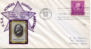 EDSROOM-A8 FDC 1940 SCOTT#888 – #871 3c Charles W. Eliot FA SERIES CACHET MAKER?