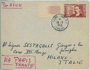 24189 - AOF SENEGAL - POSTAL HISTORY - FIRST FLIGHT envelope: DAKAR - PARIS 1953-