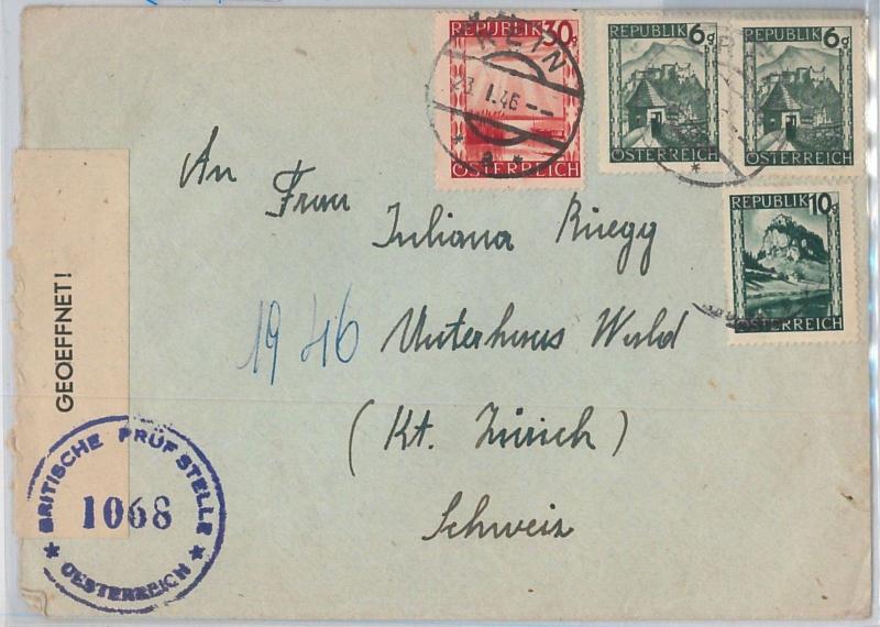 56090 -  AUSTRIA -  POSTAL HISTORY:   COVER with CENSOR TAPE  1946