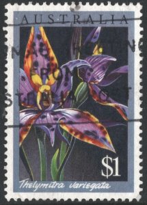 Australia SC#1000 $1.00 Native Orchids: Queen of Sheba Orchid (1986) Used