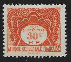 French West Africa #J2 30c Postage Due ~ MHR