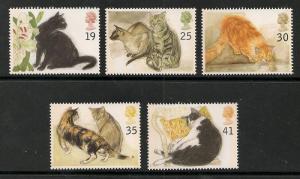 Great Britain Scott 1586-1590 MNH Complete Set - Cats (1995)