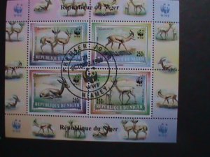 NIGER-1998 WWF WORLD WILD LIFE FUND-LOVELY DEERS CTO NH S/S. SC CAT.$40 RARE