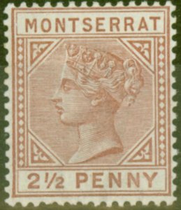 Montserrat 1884 2 1/2d Red-Brown SG9 Wmk CA V.F & Fresh Mtd Mint