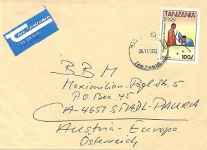 Dar-es-Salaam Commercial *AIR TANZANIA* ETIQUETTE Cover OLYMPIC SNOOKER 1992 CA7