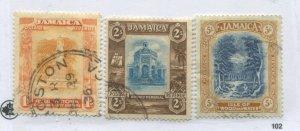 Jamaica KGV  1921 1/, 2/ and 5/ used