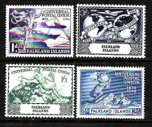 Falkland Is.-Sc#103-6- id9-unused NH UPU set-Omnibus-KGVI-1949-