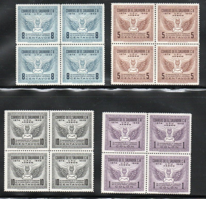 El Salvador  - Sc# 613 + C122 - C124 MNH / Blocks (4)  -   Lot 0823151