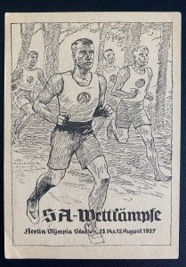 1937 Berlin Germany Picture Postcard Cover SA Athletics Sport Exhibition