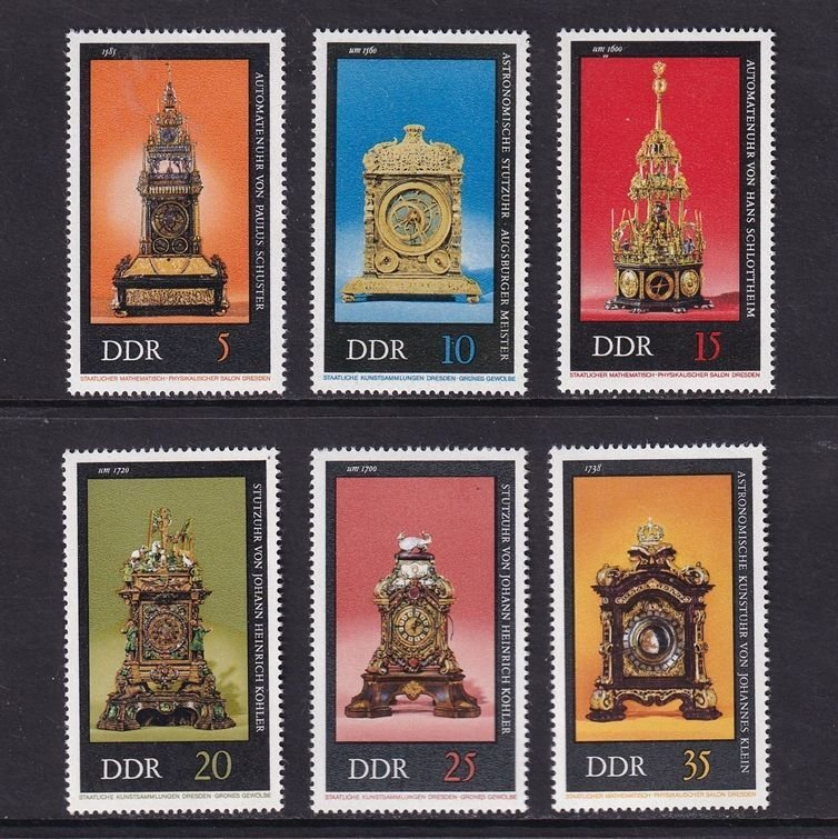 Democratic Clock German Democratic Republic DDR #1655-1660 MNH 1975 clocks | Europe ...