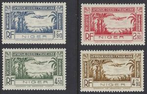 Niger #C1-4 mint set, airmail, plane over coastal area, issued 1940