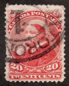 Sharp Looking : 1893 Canada Sc #46 - 20¢ Widow Weeds - Toronto Cancel - Cv$100