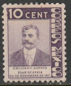 MEXICO 723, 10¢ ANNIV. PLAN DE AYALA - ZAPATA. UNUSED, H OG. VF.