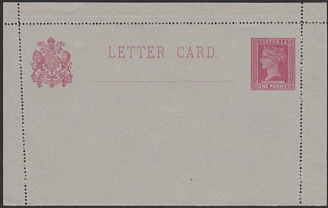 VICTORIA AUSTRALIA QV 1d lettercard fine unused.............................K290