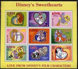 PALAU - 1996 - Disney Sweethearts - Perf 9v Sheet - Mint Never Hinged