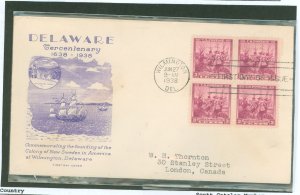 US 836 Swedes & Finns Grimsland 1st day cachet addressed gum stains