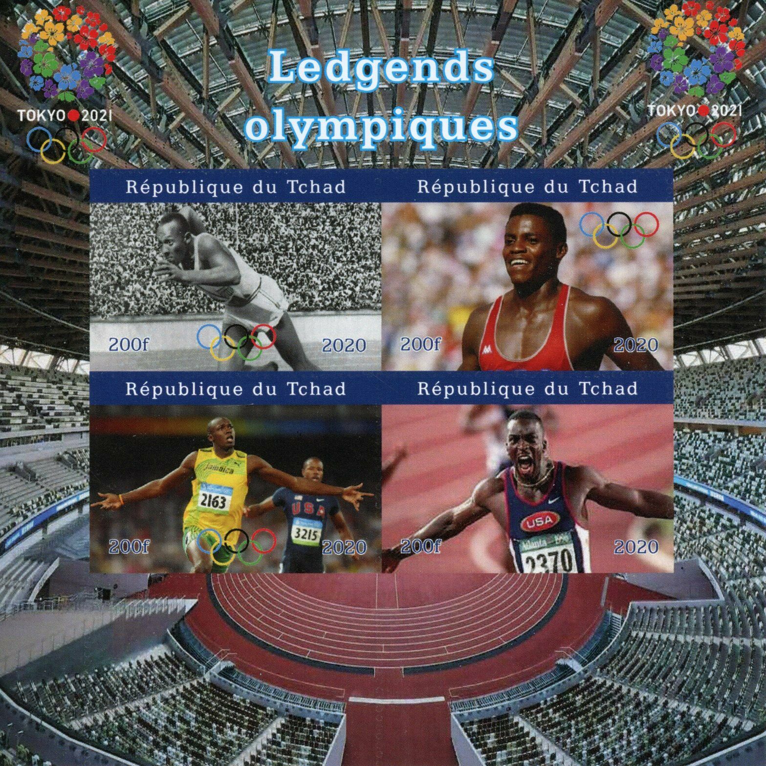 Chad Olympics Stamps 2020 MNH Olympic Legends Usain Bolt Jesse Owens 4v