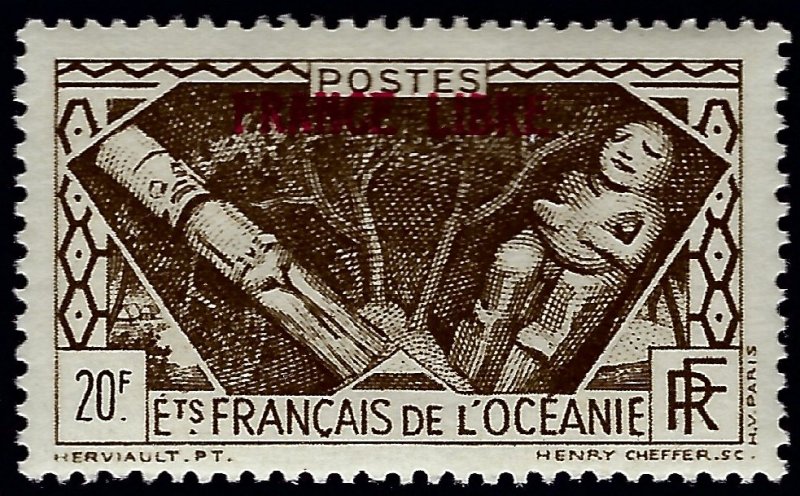 French Polynesia Sc#135 Mint OG F-VF SCV$75..French Polynesia is Hot!