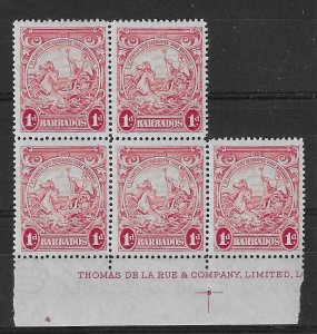 BARBADOS 1938 1d scarlet Perf 14 in unmounted - 70637
