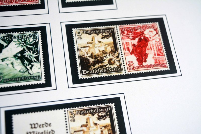 COLOR PRINTED GERMANY III REICH SE-TENANTS 1933-1941 STAMP ALBUM PAGES (56 pgs.)