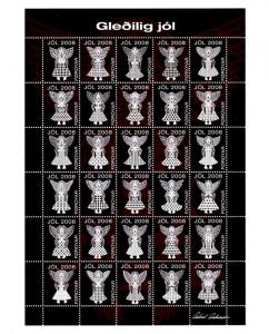 Faroe Islands  Full Sheet 2008 Christmas Seals (Angels)