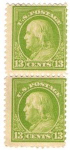 1919 US Scott #- 513 13 Cent Benjamin Franklin Regular Issue MNH Pair