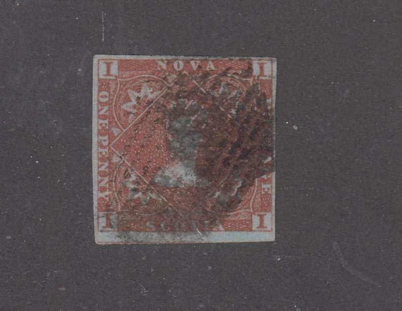 NOVA SCOTIA # 1 1d RED BROWN IMPERF CAT VALUE $750 (MNS2)