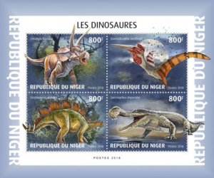 Niger - 2018 Dinosaurs on Stamps - 4 Stamp Sheet - NIG18604a