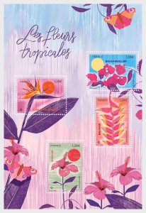 2024 France Tropical Flowers  MS4 (Scott NA) MNH