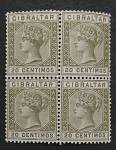 MOMEN: GIBRALTAR SG #24 1896 BLOCK MINT OG NH LOT #202178-8497