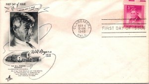 FDC 1948 SC #975 Artcraft Cachet - Claremore, Okla - Single - J1584