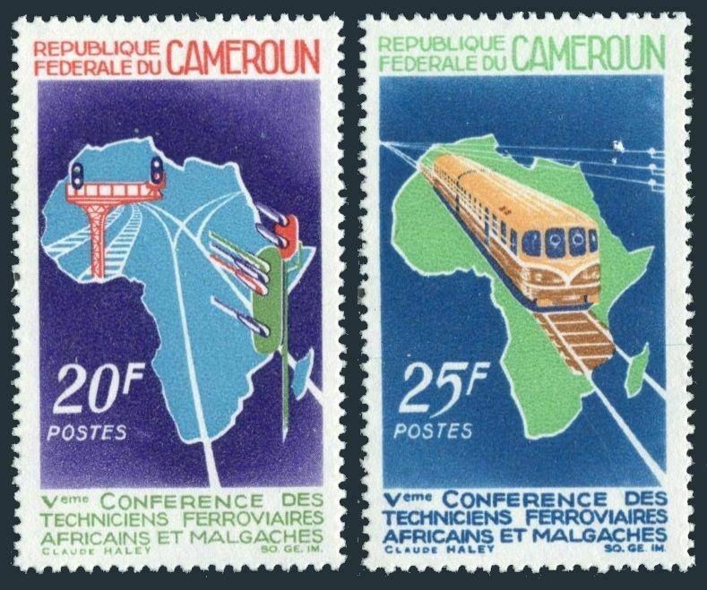 Cameroun 453-454,MNH.Michel 495-496. Railroad Technicians,1967.Maps,Tracks.