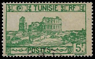 Tunisia #110A Used VLH; 5fr Roman Amphitheater (1946)