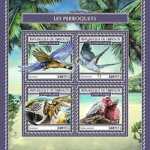 2017 Djibouti Mnh Parrots. Michel Code: 1992-1995  |  Scott Code: 1314