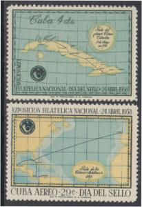 XG-AN518 HAVANA - Maps, 1958 Stamp Day, 2 Values MNH Set