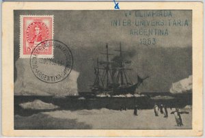 59974 -  ARGENTINA - POSTAL HISTORY: Postmark on card 1953 - UNIVERSITY GAMES