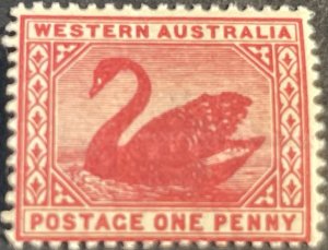 WESTERN AUSTRALIA # 73-MINT NEVER/HINGED--SINGLE--CARMINE ROSE--1899-01