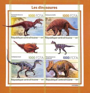 A7303 - CENTRAL AFRICAN - ERROR MISPERF Stamp Sheet 2021 Prehistoric DINOSAURS-