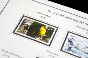 COLOR PRINTED ST. PIERRE AND MIQUELON 2011-2020 STAMP ALBUM PAGES (38 ill pages)