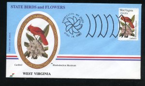 US 2000 State: West Virginia Cardinal Rhododendron UA Spectrum cachet FDC