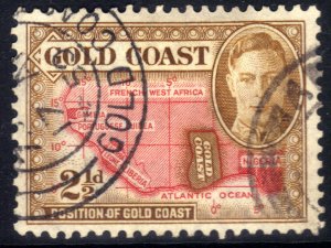 Gold Coast 1948 KGV1  2 1/2d brown & Scarlet Used SG 139 ( K1368 )