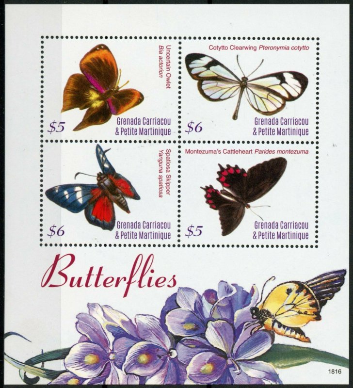 Grenadines of Grenada 2018 MNH Butterflies Owlet Skipper 4v M/S Butterfly Stamps 